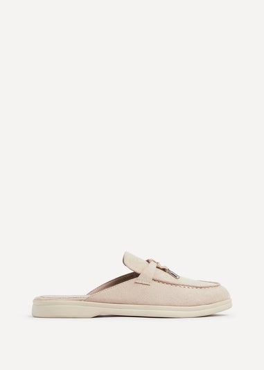 Linzi Alix Beige Faux Suede Slip On Summer Mule