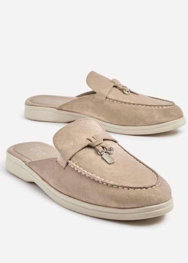 Linzi Alix Mocha Faux Suede Slip On Summer Mule