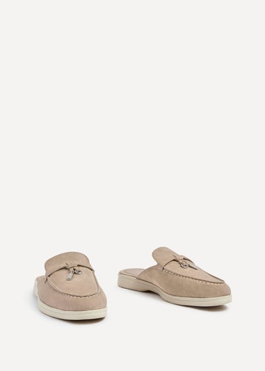 Linzi Alix Mocha Faux Suede Slip On Summer Mule