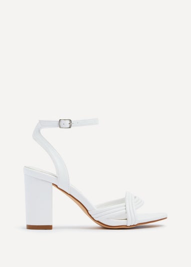 Linzi Regina White Faux Leather Block Heeled Sandal