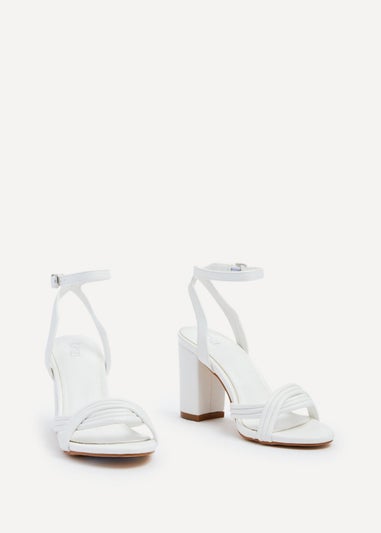 Linzi Regina White Faux Leather Block Heeled Sandal