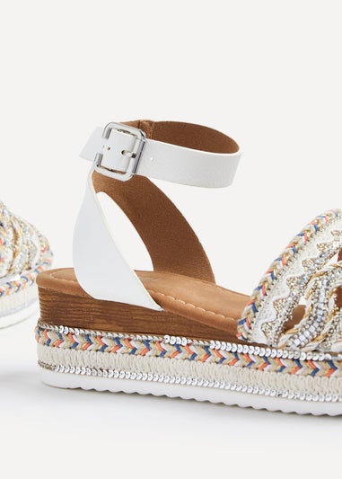 Linzi Boheme White Faux Leather Flatform Sandal