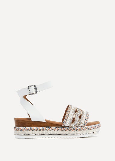 Linzi Boheme White Faux Leather Flatform Sandal