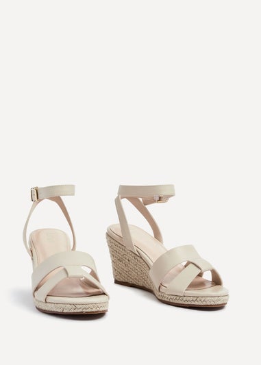 Linzi Bahia Sand Faux Leather Espadrille Inspired Wedge