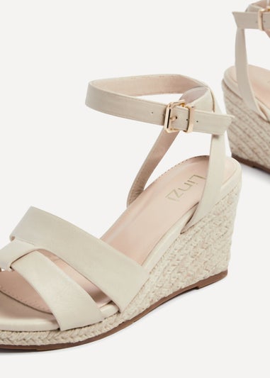 Linzi Bahia Sand Faux Leather Espadrille Inspired Wedge