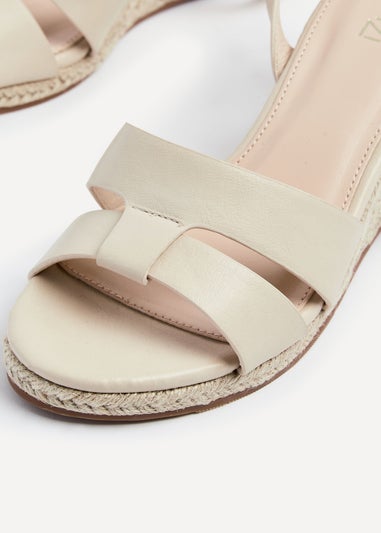 Linzi Bahia Sand Faux Leather Espadrille Inspired Wedge