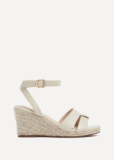 Linzi Bahia Sand Faux Leather Espadrille Inspired Wedge