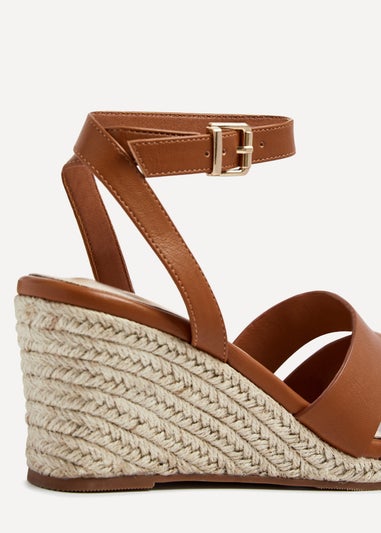 Linzi Bahia Tan Faux Leather Espadrille Inspired Wedge