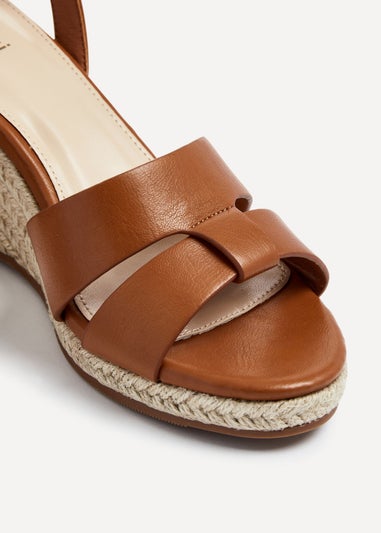 Linzi Bahia Tan Faux Leather Espadrille Inspired Wedge