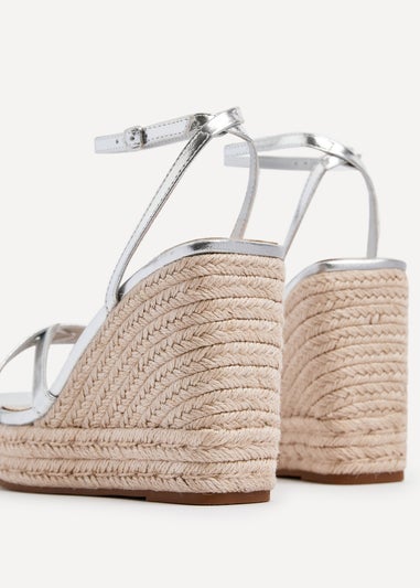 Linzi Desta Silver Faux Leather Strappy Rope Wedge