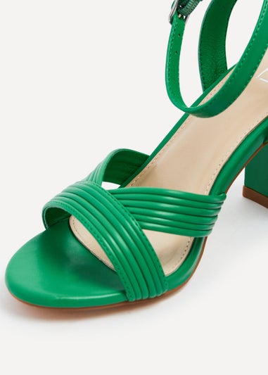 Linzi City Green Faux Leather Block Heeled Sandal