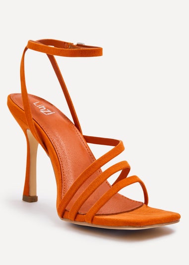 Linzi Scarlett Orange Faux Suede Strappy Heel Sandal