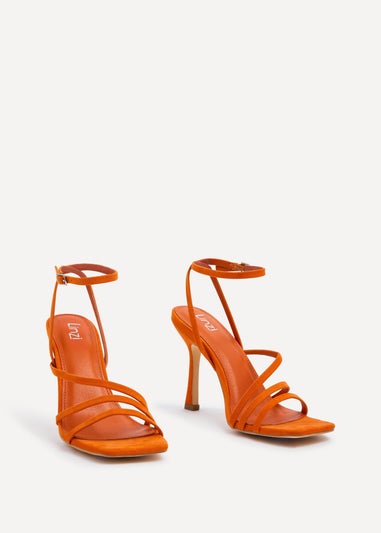 Linzi Scarlett Orange Faux Suede Strappy Heel Sandal