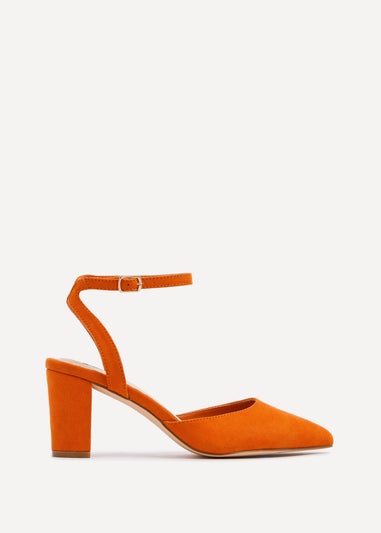 Linzi Carrie Orange Faux Suede Mid Height Court Shoe