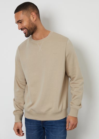 Threadbare Stone Cotton Blend Satsuma Crew Neck Sweatshirt