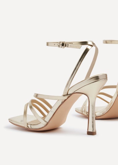 Linzi Scarlett Gold Faux Leather Strappy Heel Sandal