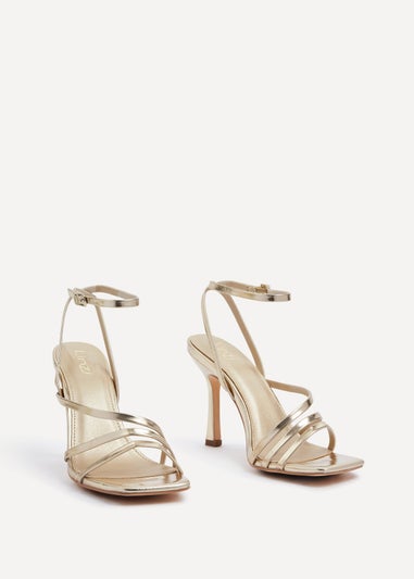 Linzi Scarlett Gold Faux Leather Strappy Heel Sandal