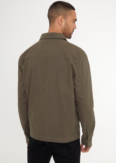 Threadbare Khaki Button Up Lightweight Collared Utility Jacket