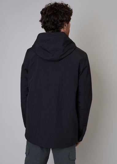 Threadbare Black Talon Hooded Lightweight Jacket with Fleece Lined Hood