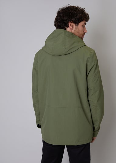 Threadbare Khaki Talon Hooded Lightweight Jacket with Fleece Lined Hood