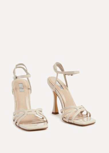 Linzi Serena Nude Faux Patent Leather Sandal Back High Heels