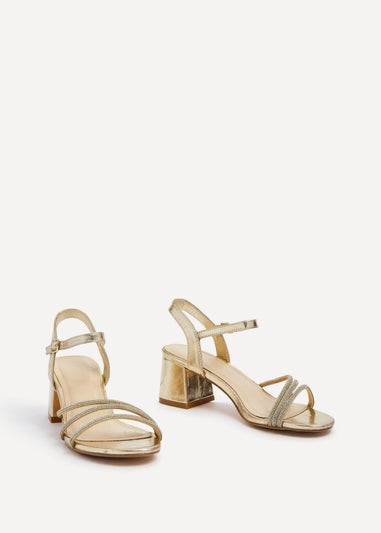 Linzi Carnation Gold Faux Leather Open Back Sandal