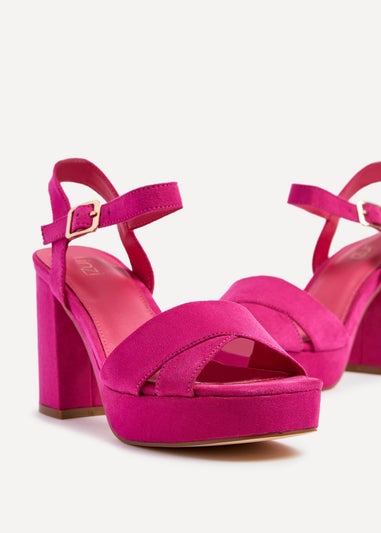 Linzi Verony Fuchsia Faux Suede Platform Block Heel