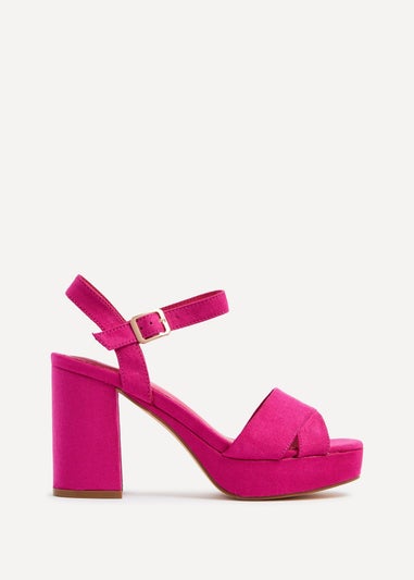 Linzi Verony Fuchsia Faux Suede Platform Block Heel