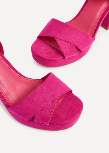 Linzi Verony Fuchsia Faux Suede Platform Block Heel