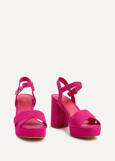 Linzi Verony Fuchsia Faux Suede Platform Block Heel