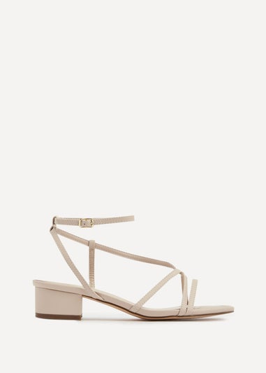 Linzi Calista Nude Faux Leather Strappy Low Block Sandal