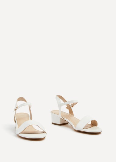 Linzi Kezzi White Faux Leather Barely There Low Block Heeled Sandal