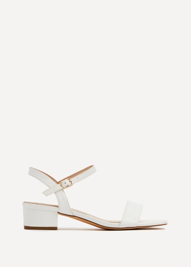 Linzi Kezzi White Faux Leather Barely There Low Block Heeled Sandal