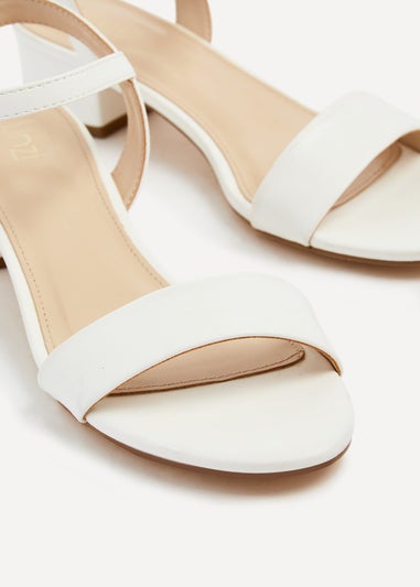 Linzi Kezzi White Faux Leather Barely There Low Block Heeled Sandal