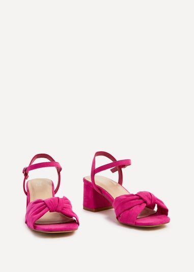 Linzi Charlotte Hot Pink Suede Block Heeled Sandal