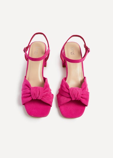 Linzi Charlotte Hot Pink Suede Block Heeled Sandal