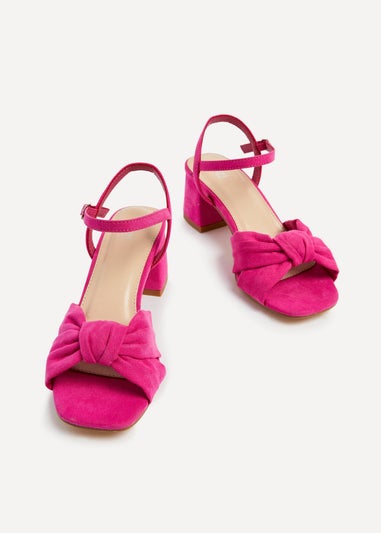 Linzi Charlotte Hot Pink Suede Block Heeled Sandal