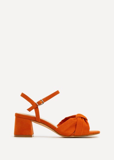 Linzi Charlotte Orange Faux Suede Block Heeled Sandal