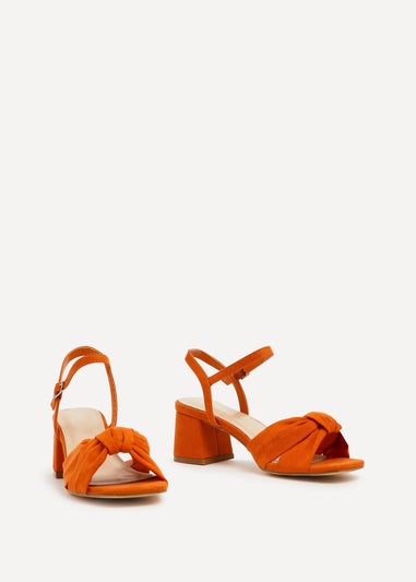 Linzi Charlotte Orange Faux Suede Block Heeled Sandal