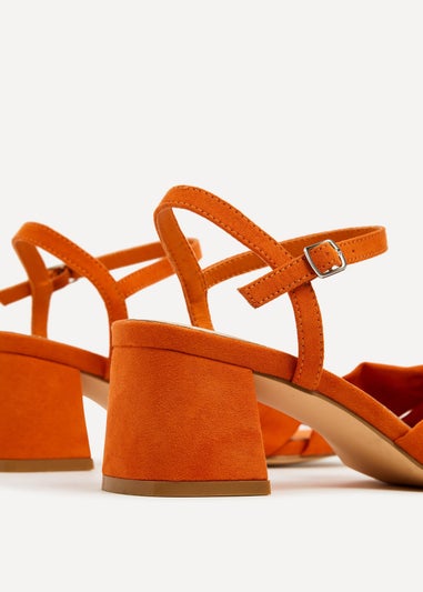 Linzi Charlotte Orange Faux Suede Block Heeled Sandal