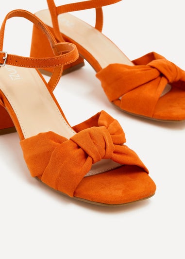 Linzi Charlotte Orange Faux Suede Block Heeled Sandal