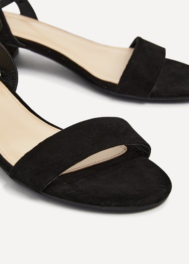 Linzi Kezzi Black Faux Suede Barely There Low Block Heeled Sandal