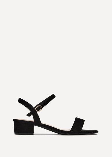 Linzi Kezzi Black Faux Suede Barely There Low Block Heeled Sandal