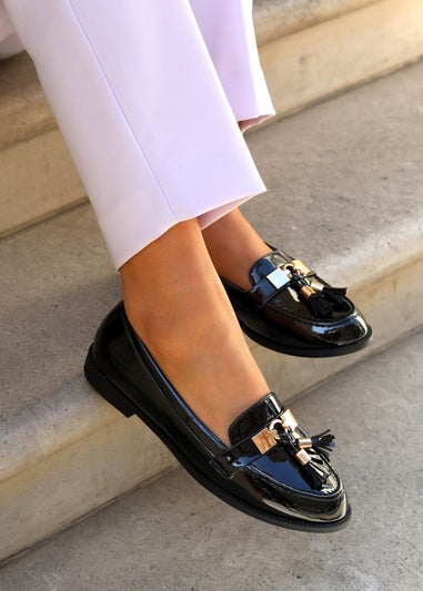 Linzi Tonia Black Patent Classic Loafer
