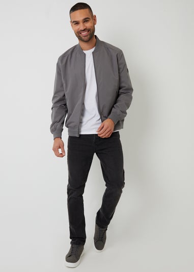 Threadbare Dark Grey Showerproof Classic Bomber Jacket