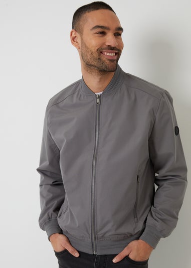 Threadbare Dark Grey Showerproof Classic Bomber Jacket