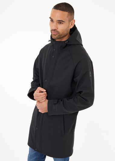Threadbare Black  Hooded Tie Waist Coat With Stretch