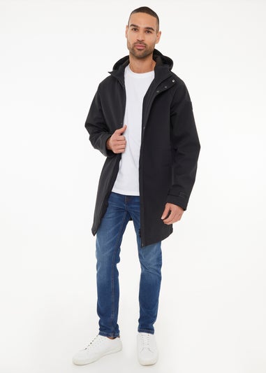 Threadbare Black  Hooded Tie Waist Coat With Stretch