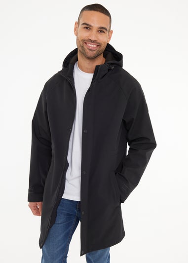 Threadbare Black  Hooded Tie Waist Coat With Stretch