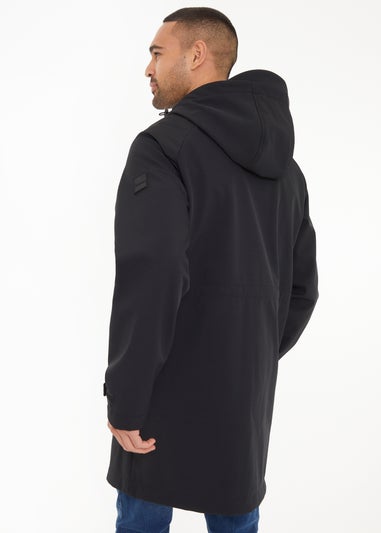 Threadbare Black  Hooded Tie Waist Coat With Stretch